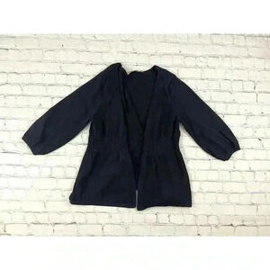 Croft & Barrow Black Long Sleeve Open Front Cardigan Sweater Petite Large